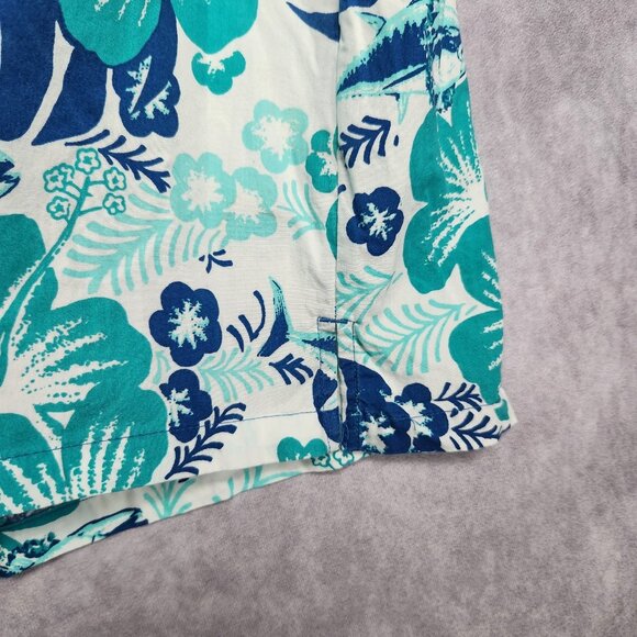 Columbia PFG Shirt Mens Large Floral Hawaiian Fishing Vented Short Sleeve Blue - Picture 11 of 15